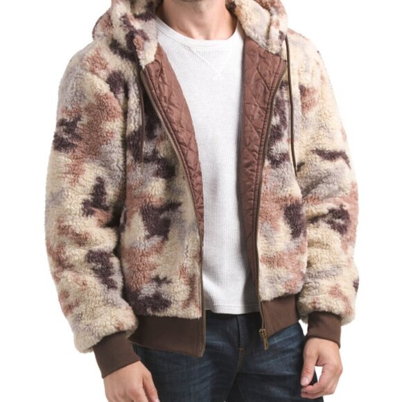 Mens Sherpa Camo Hooded Jacket - Picture 7 of 8